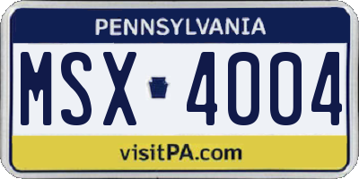 PA license plate MSX4004