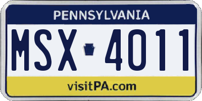PA license plate MSX4011