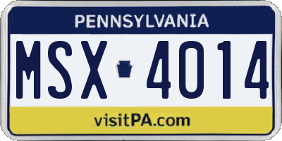 PA license plate MSX4014