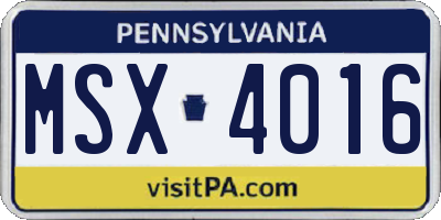 PA license plate MSX4016