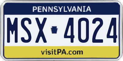 PA license plate MSX4024