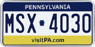PA license plate MSX4030