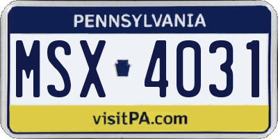 PA license plate MSX4031