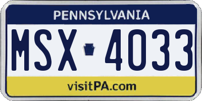 PA license plate MSX4033