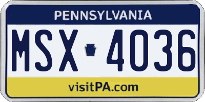 PA license plate MSX4036
