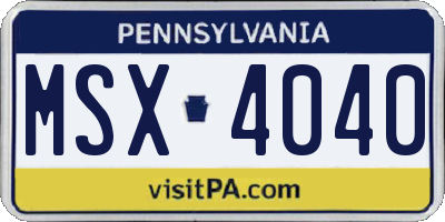 PA license plate MSX4040