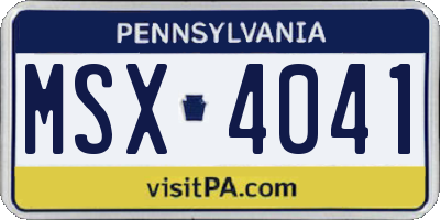 PA license plate MSX4041