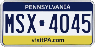 PA license plate MSX4045
