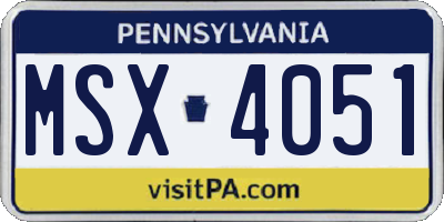 PA license plate MSX4051