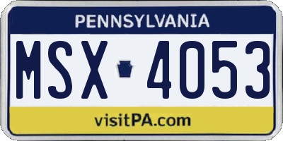 PA license plate MSX4053