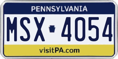 PA license plate MSX4054