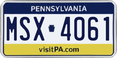 PA license plate MSX4061