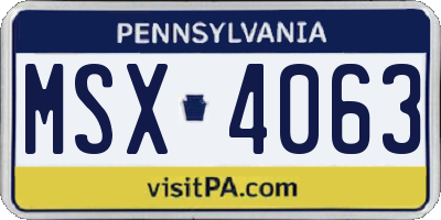 PA license plate MSX4063