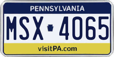 PA license plate MSX4065