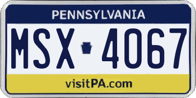 PA license plate MSX4067