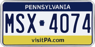 PA license plate MSX4074