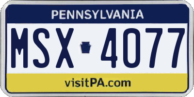 PA license plate MSX4077