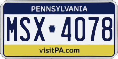 PA license plate MSX4078