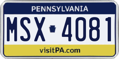 PA license plate MSX4081