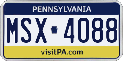 PA license plate MSX4088