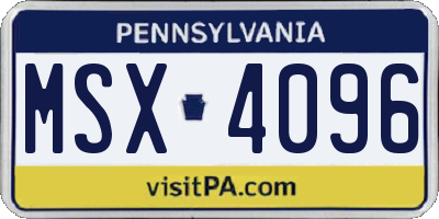 PA license plate MSX4096