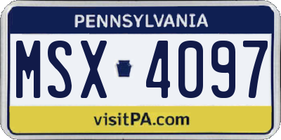 PA license plate MSX4097