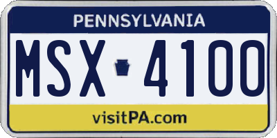 PA license plate MSX4100