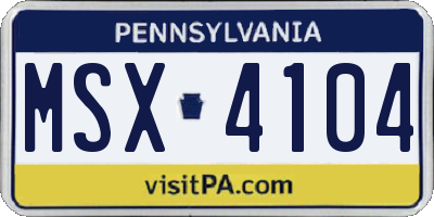 PA license plate MSX4104