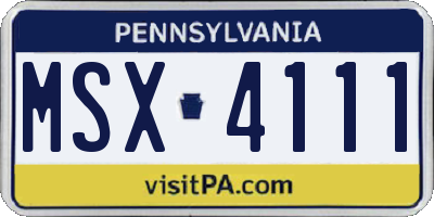 PA license plate MSX4111