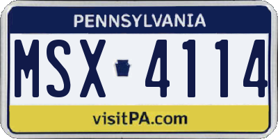 PA license plate MSX4114