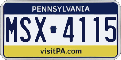 PA license plate MSX4115