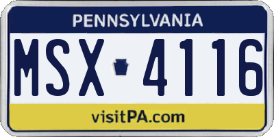 PA license plate MSX4116