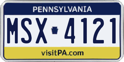 PA license plate MSX4121