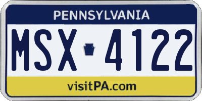 PA license plate MSX4122