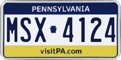 PA license plate MSX4124