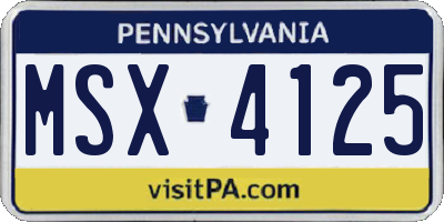 PA license plate MSX4125