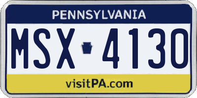 PA license plate MSX4130