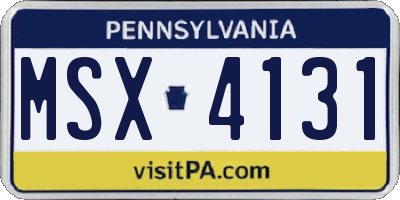PA license plate MSX4131