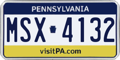 PA license plate MSX4132