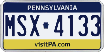 PA license plate MSX4133