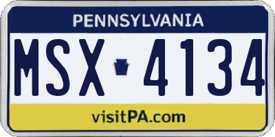 PA license plate MSX4134