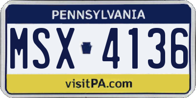 PA license plate MSX4136