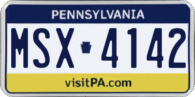 PA license plate MSX4142