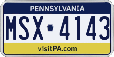 PA license plate MSX4143