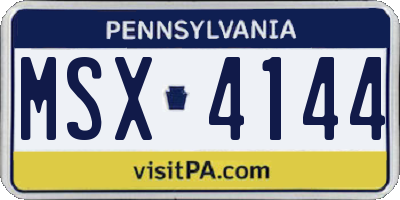 PA license plate MSX4144