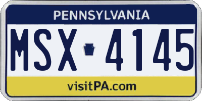PA license plate MSX4145