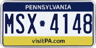 PA license plate MSX4148