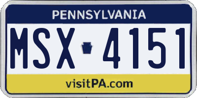 PA license plate MSX4151