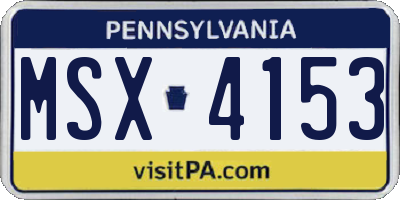 PA license plate MSX4153