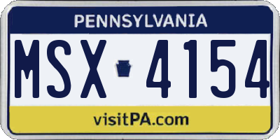 PA license plate MSX4154